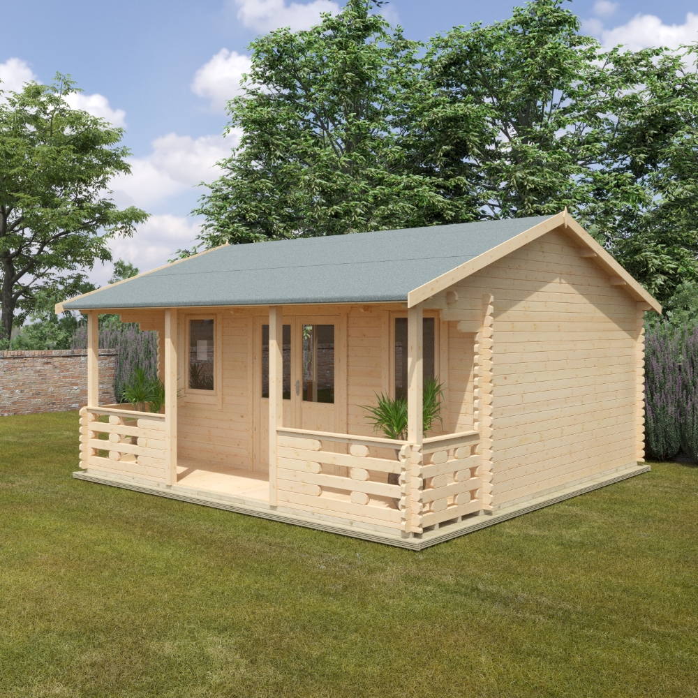 18x14 Adlington (inc. Veranda) Log Cabin | 44mm