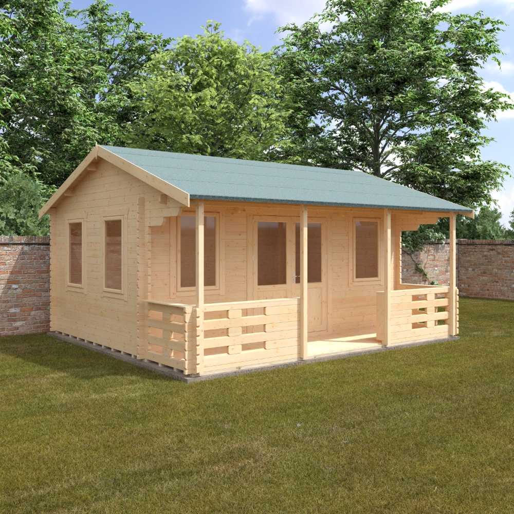 18x16 Adlington (inc. Veranda) Log Cabin | 44mm