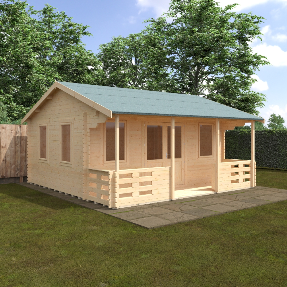 18x18 Adlington (inc. Veranda) Log Cabin | 44mm