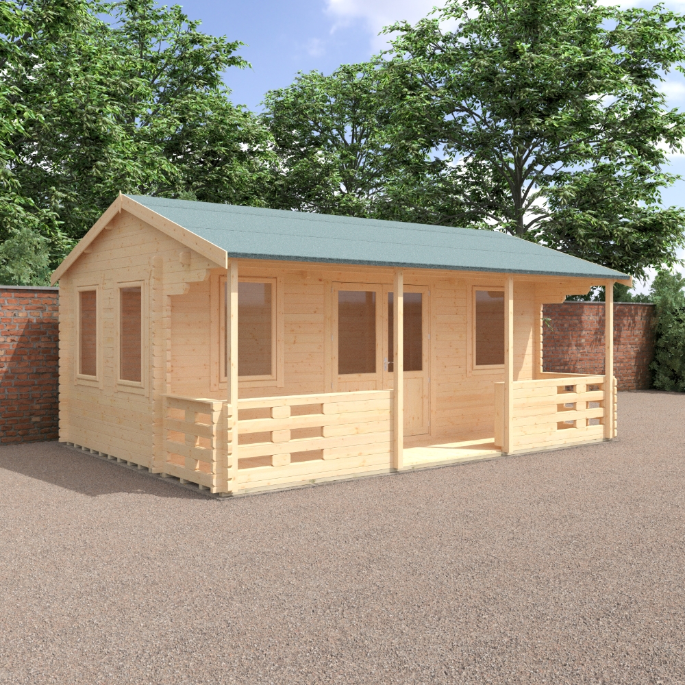 20x14 Adlington (inc. Veranda) Log Cabin | 44mm