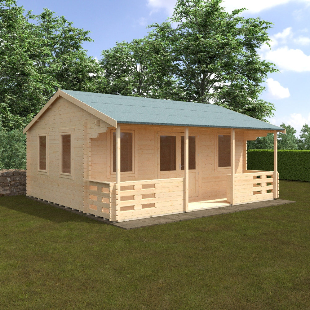 20x18 Adlington (inc. Veranda) Log Cabin | 44mm